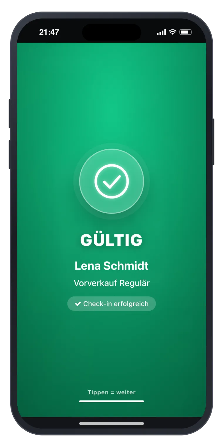 Ergebnis: Ticket gültig